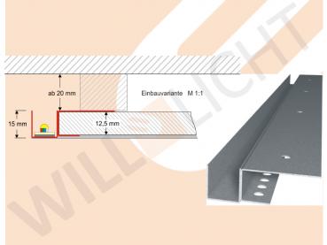 DSL LED-Trockenbauprofil für freie (schwebende) Flächen mit Unterkonstruktion